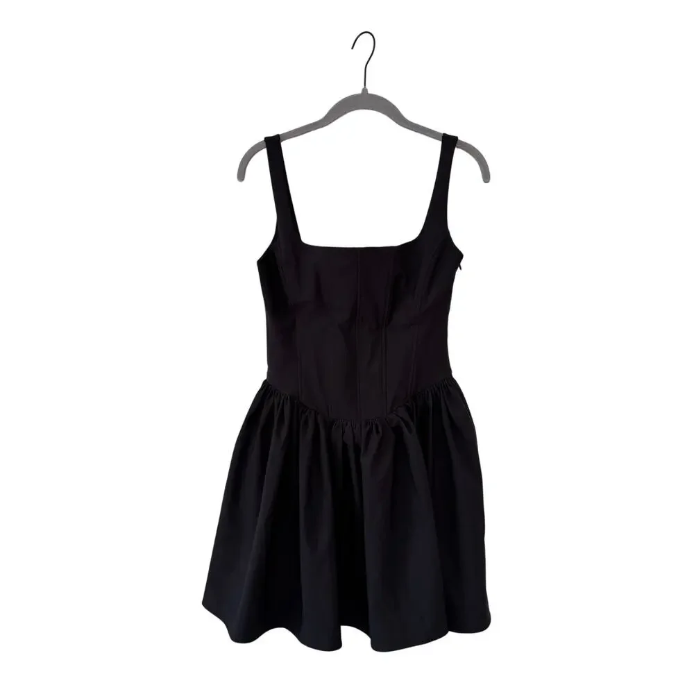 Zara Women’s Black Corset Fit Flare Mini Dress Square Neck Sleeveless Size S - Picture 2 of 10